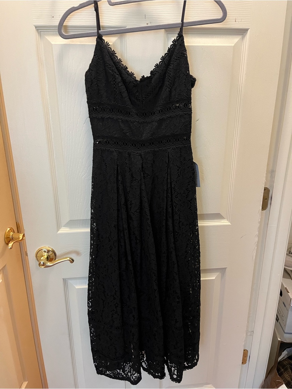 Black Lace Spaghetti Strap Dress